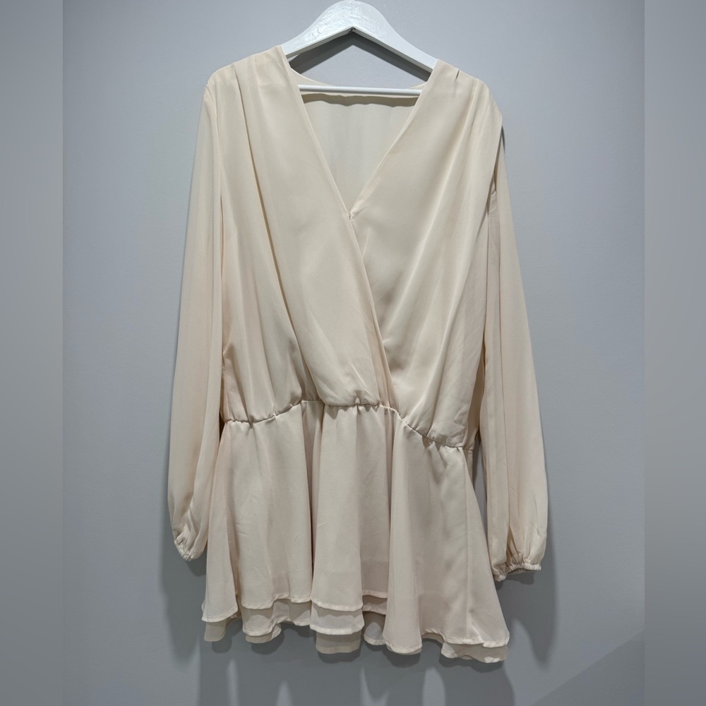 NEW SHEIN Cosmina Elegant Cream Long Sleeve Dress Size XL NWOT - Picture 3 of 6